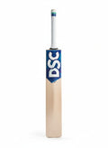 Crickets bat with DSC logo on a tiled floor